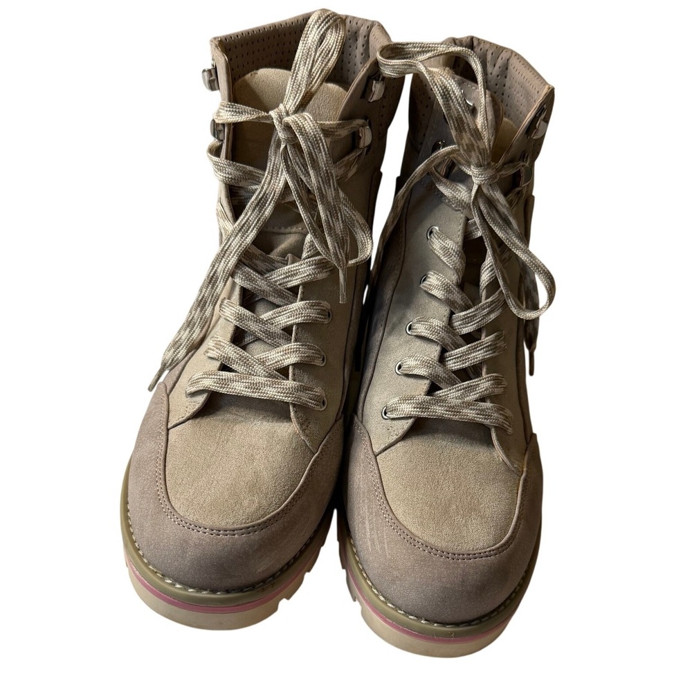 Sole Society Taleese2 Taupe Pink Combat Hiker Boots Womens 10M SO-TALEESE2